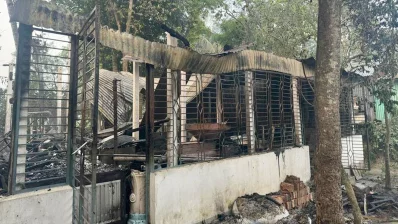 পয়লা বৈশাখের মোটিফ বানানো চিত্রশিল্পীর বাড়িতে দুর্বৃত্তদের আগুন